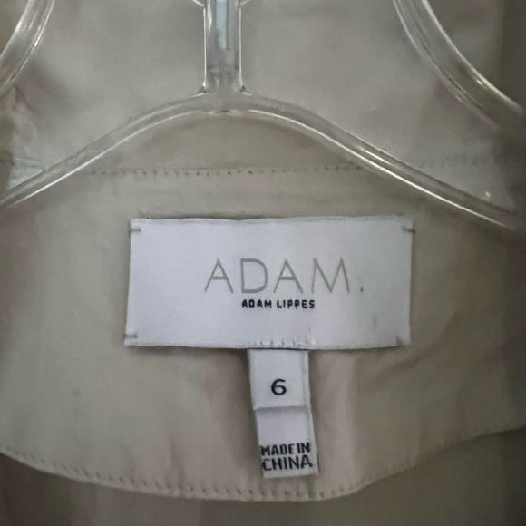 Adam Lippes Beige Tan Button Up Shirt Dress Belted Pockets  Minimalist Preppy 6 - Picture 2 of 6